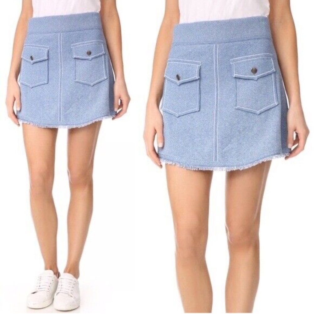 10 Crosby Derek Lam  Frayed ALine Cotton Knit Skirt🆕